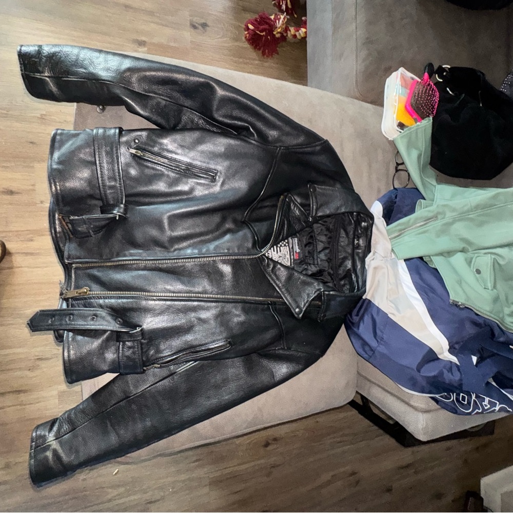 Men's Black Leather Bomber Jacket